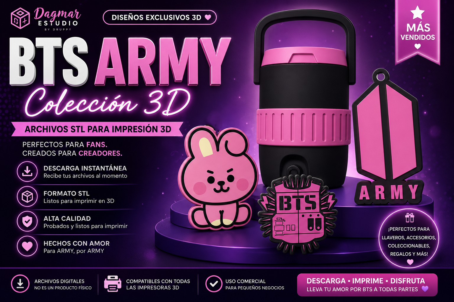 💜 BTS ARMY – Colección 3D | Archivos STL para Impresión 3D