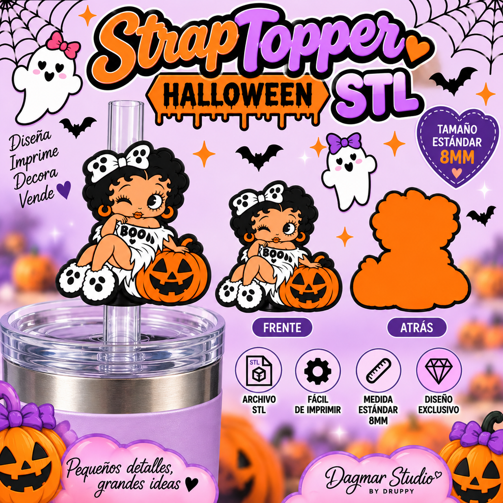 🎃 StrawTopper Halloween – Archivo STL | 8 mm