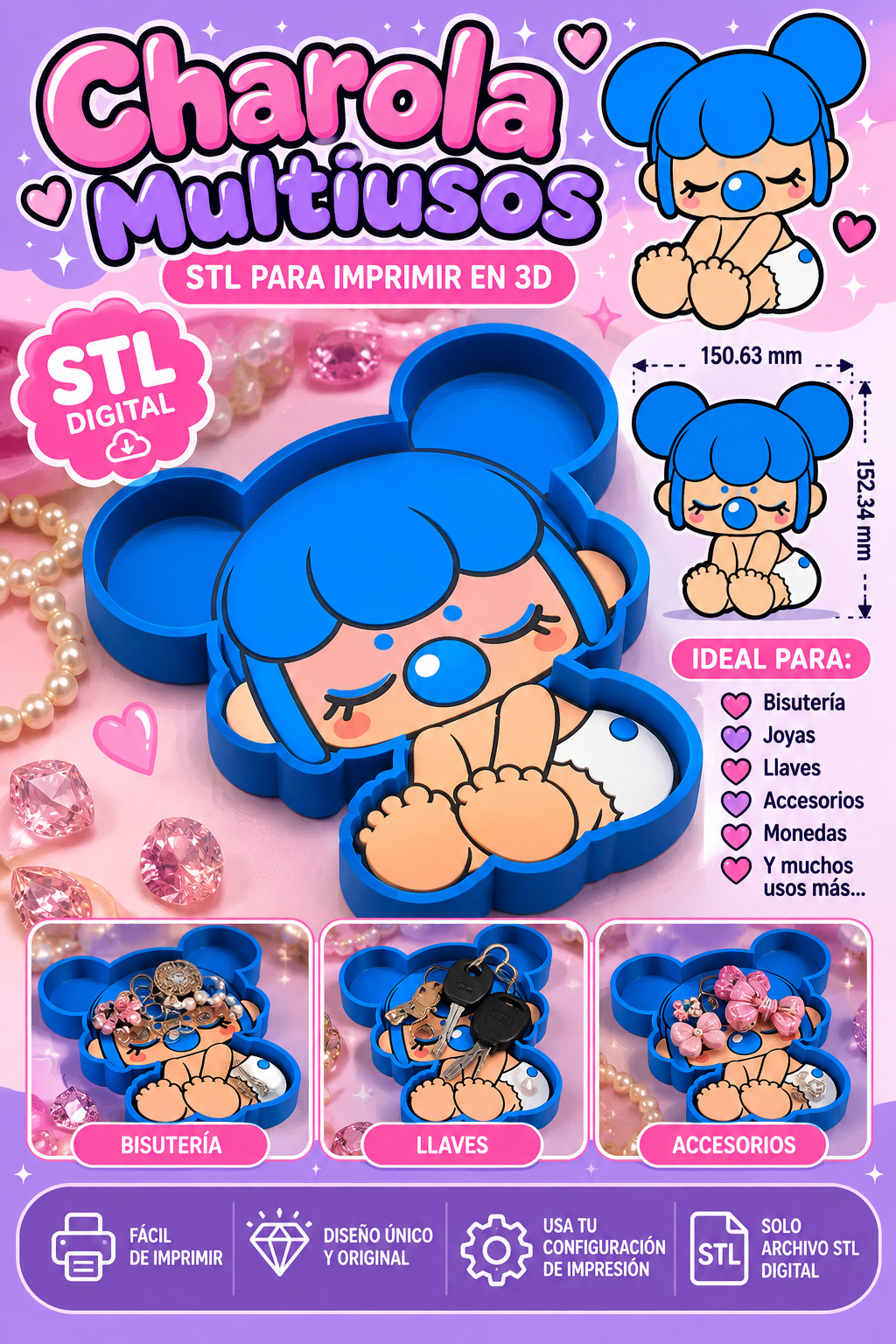 Charola Multiusos – Archivo STL 💙✨
