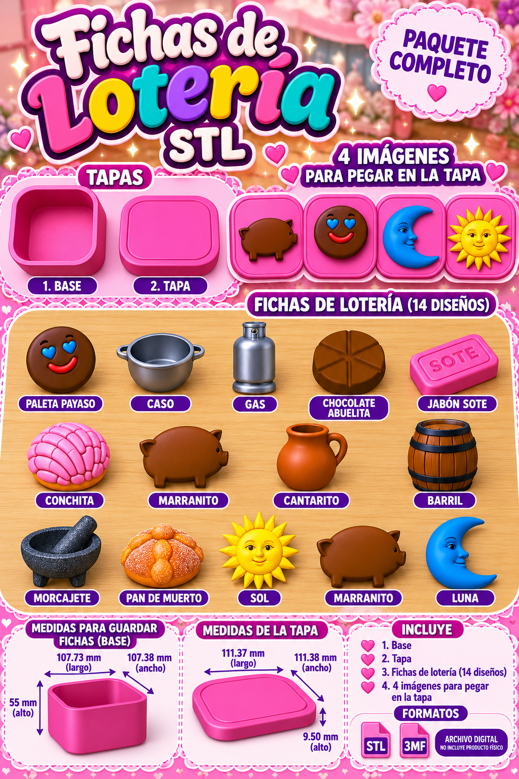 Paquete de Fichas de Lotería 3D – STL y 3MF